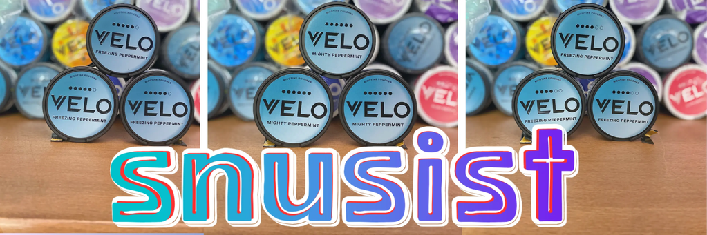 Velo snus ürünleri ve Snusist logosu